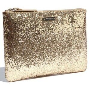 Kate Spade New York glitter Glitterball Gia Pouch Clutch Gold Glitter